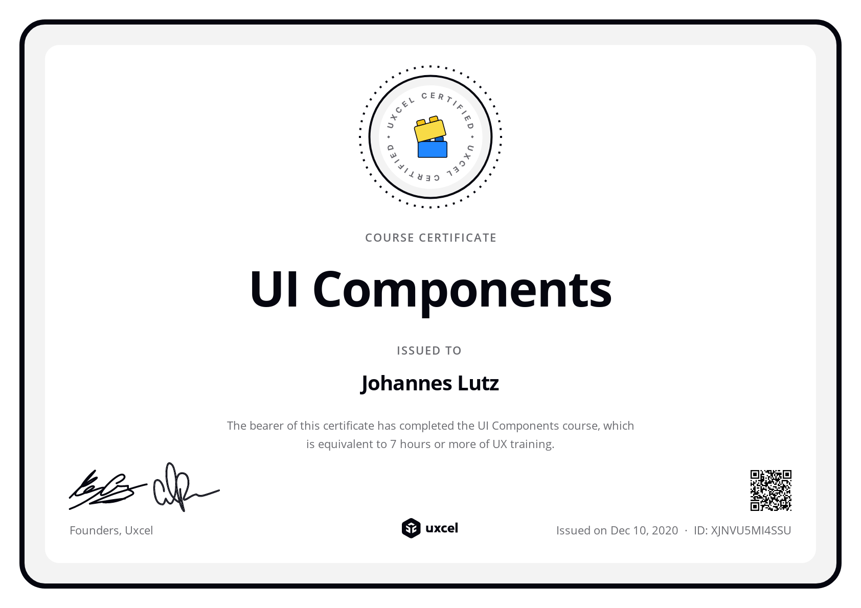 Johannes Lutz's certificate
